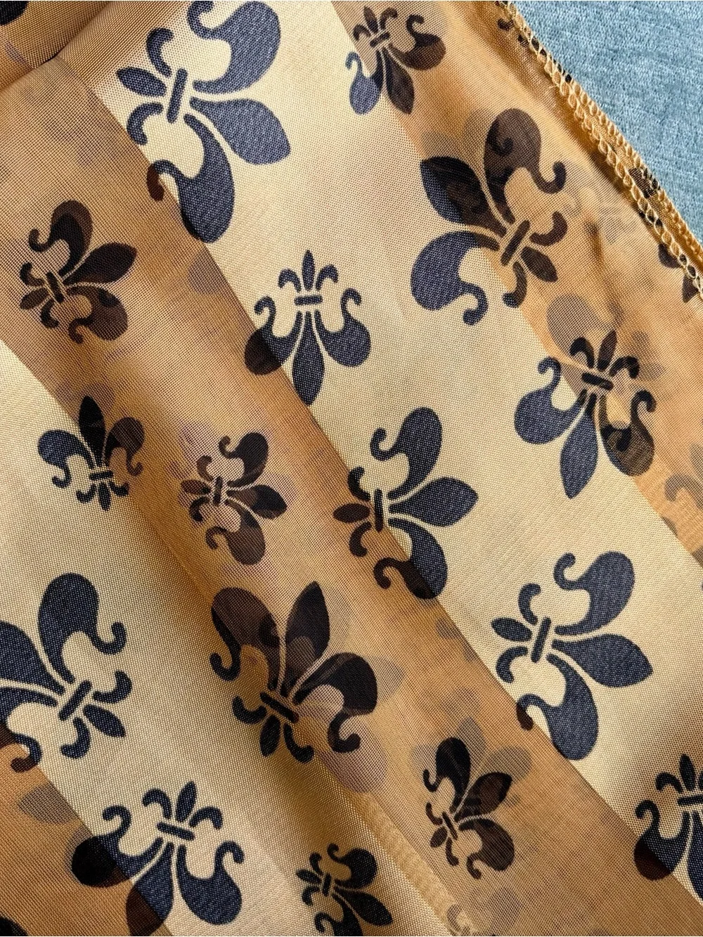 Gold Fleur-de-Lis  Scarf with Black Accents